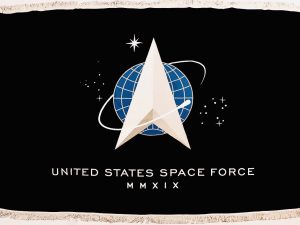 Black U.S. Space Force flag with delta wing symbol and silver fringe.